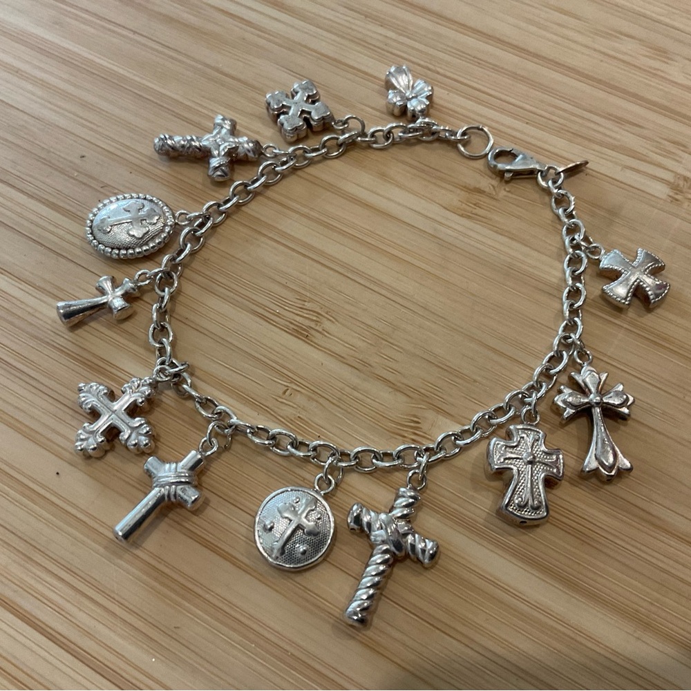 Charm Bracelet with Cross Pendants